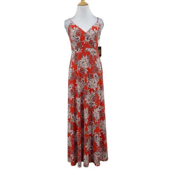 Vince Camuto Dress Womens S Small Botanical Floral V Neck Spaghetti Strap Maxi - Picture 1 of 12